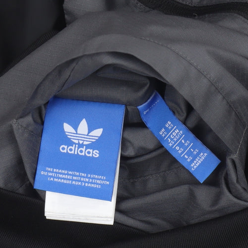 Adidas Originals Men's Black Grey XS Hooded Windbreaker 3 Stripe Jacket