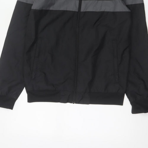 Adidas Originals Men's Black Grey XS Hooded Windbreaker 3 Stripe Jacket