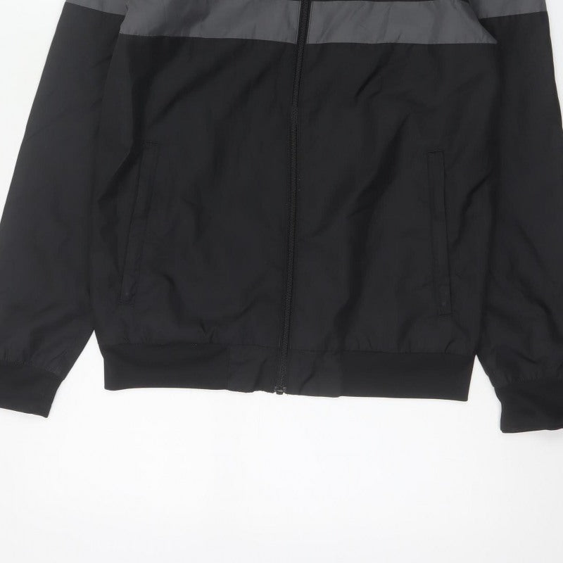 Adidas Originals Men's Black Grey XS Hooded Windbreaker 3 Stripe Jacket