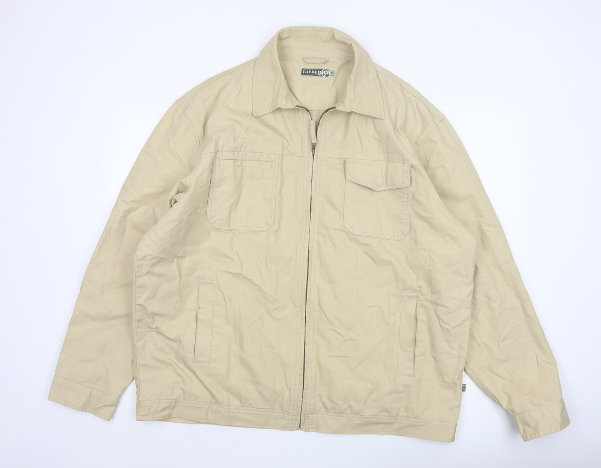 Back view of Tayberry Revisited Men’s Beige Cotton Zip Jacket 2XL Collared