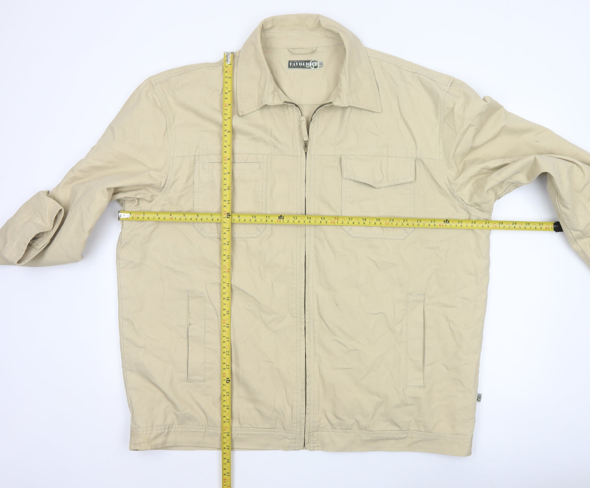 Close-up detail of Tayberry Revisited Men’s Beige Cotton Zip Jacket 2XL Collared