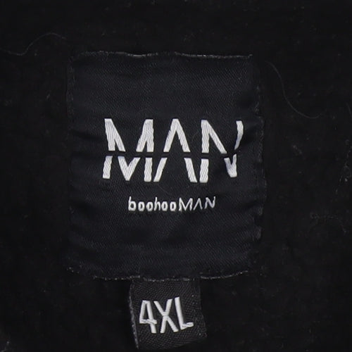 boohooMAN Men’s Black 4XL Denim Sherpa Collar Trucker Jacket