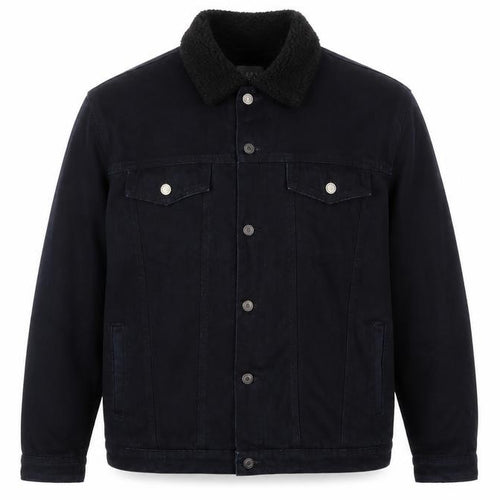 boohooMAN Men’s Black 4XL Denim Sherpa Collar Trucker Jacket