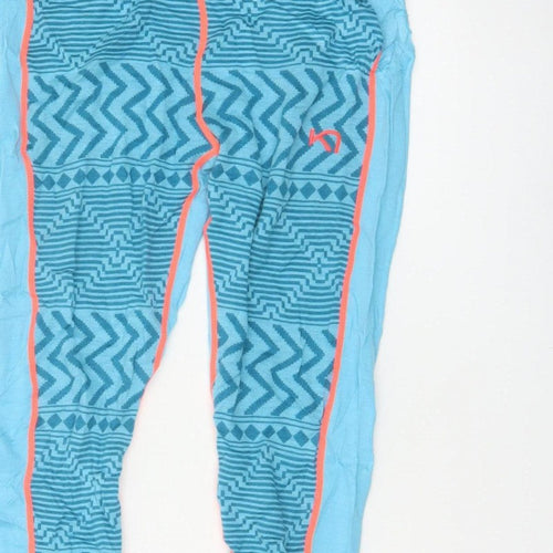 Kari Traa Women Blue L Merino Wool Modal Geometric Ski Leggings