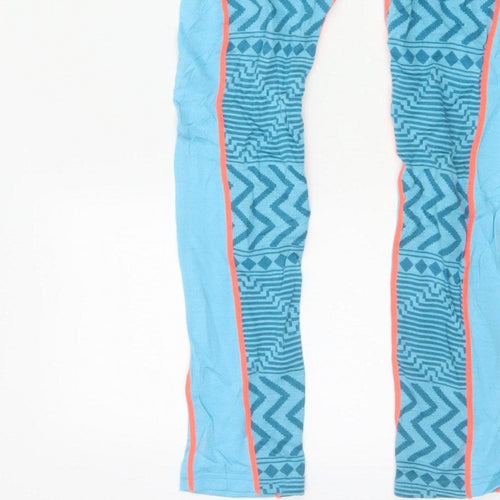 Kari Traa Women Blue L Merino Wool Modal Geometric Ski Leggings