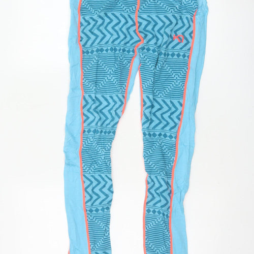 Kari Traa Women Blue L Merino Wool Modal Geometric Ski Leggings