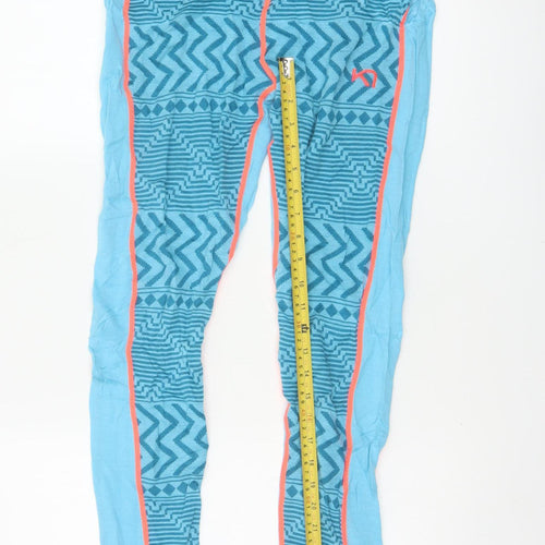 Kari Traa Women Blue L Merino Wool Modal Geometric Ski Leggings