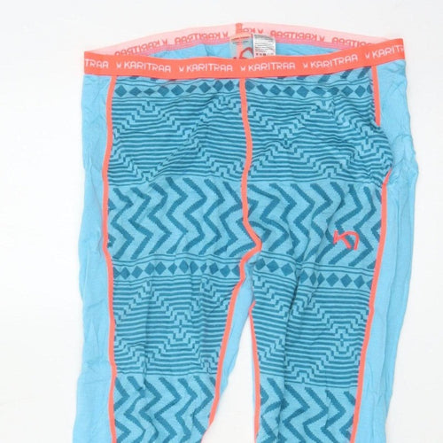 Kari Traa Women Blue L Merino Wool Modal Geometric Ski Leggings