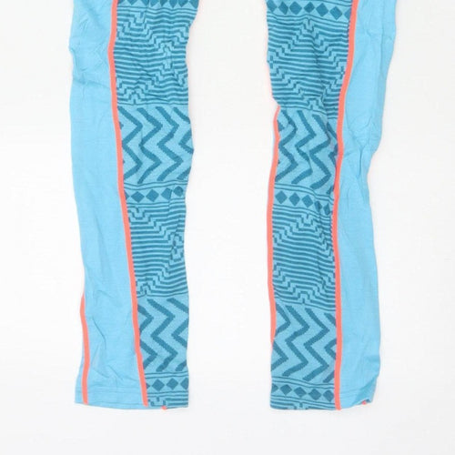 Kari Traa Women Blue L Merino Wool Modal Geometric Ski Leggings