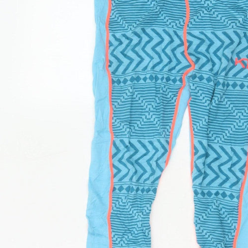 Kari Traa Women Blue L Merino Wool Modal Geometric Ski Leggings