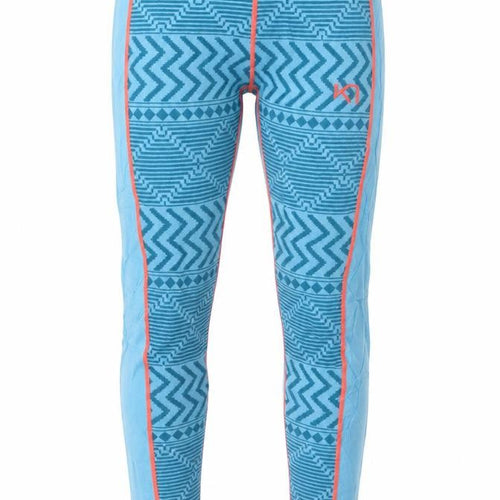 Kari Traa Women Blue L Merino Wool Modal Geometric Ski Leggings