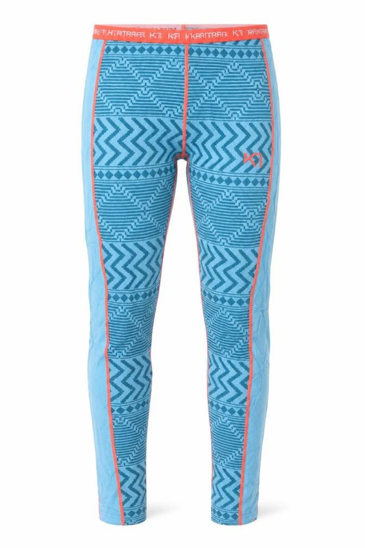 Kari Traa Women Blue L Merino Wool Modal Geometric Ski Leggings