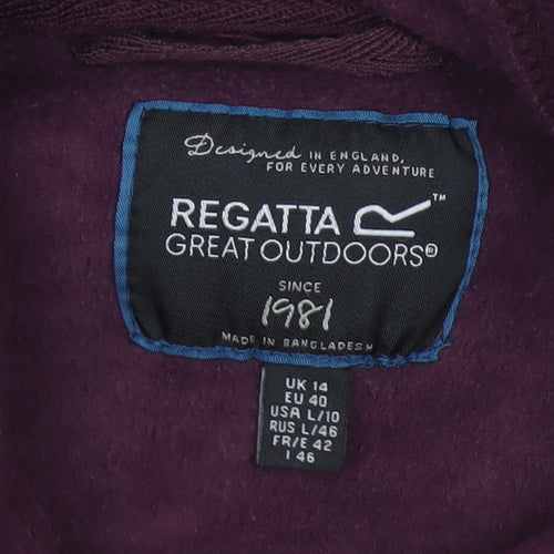 Regatta Women's Purple UK 14 Fleece Pullover Hoodie Drawstring Pockets