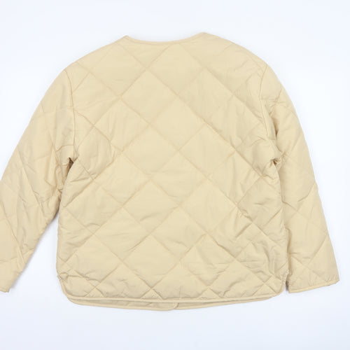 Tu Women Beige Size 12 Quilted Puffer Jacket Button Front Pockets