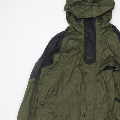 Helly Hansen Men's Green M Hooded Waterproof Rain Jacket Outdoor