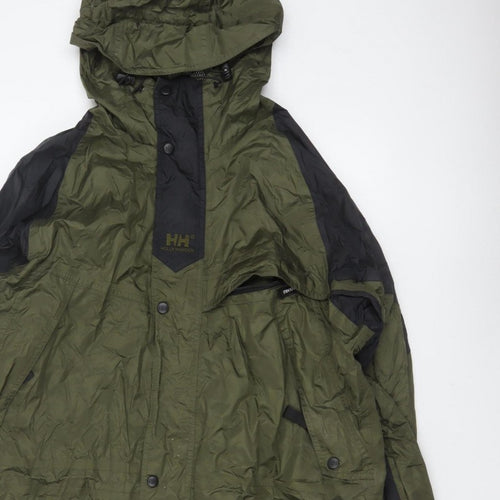 Helly Hansen Men's Green M Hooded Waterproof Rain Jacket Outdoor