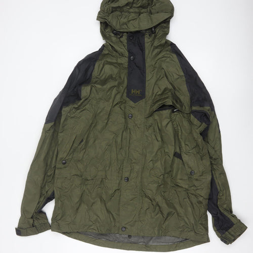 Helly Hansen Men's Green M Hooded Waterproof Rain Jacket Outdoor