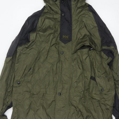 Helly Hansen Men's Green M Hooded Waterproof Rain Jacket Outdoor