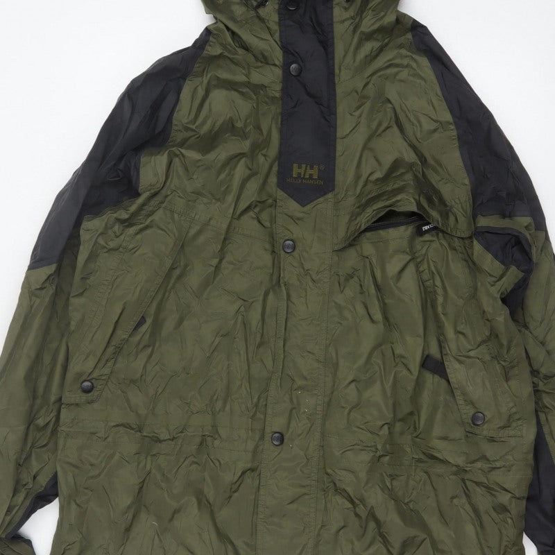 Helly Hansen Men's Green M Hooded Waterproof Rain Jacket Outdoor
