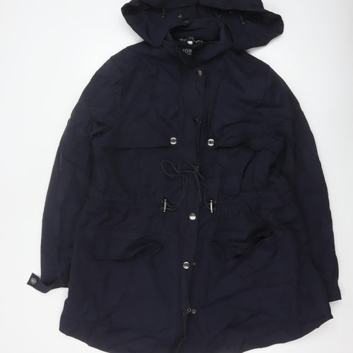 Hobbs Women Blue UK 18 Hooded Parka Coat Cotton Blend