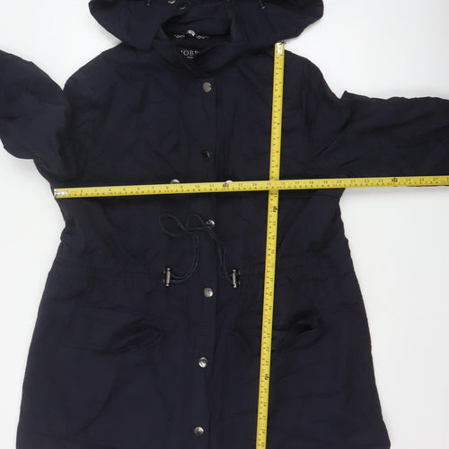 Hobbs Women Blue UK 18 Hooded Parka Coat Cotton Blend