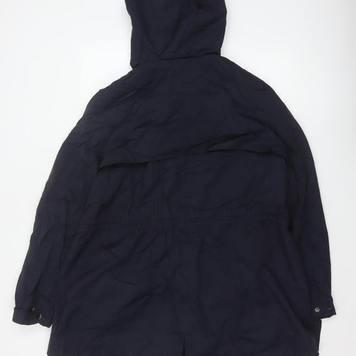 Hobbs Women Blue UK 18 Hooded Parka Coat Cotton Blend