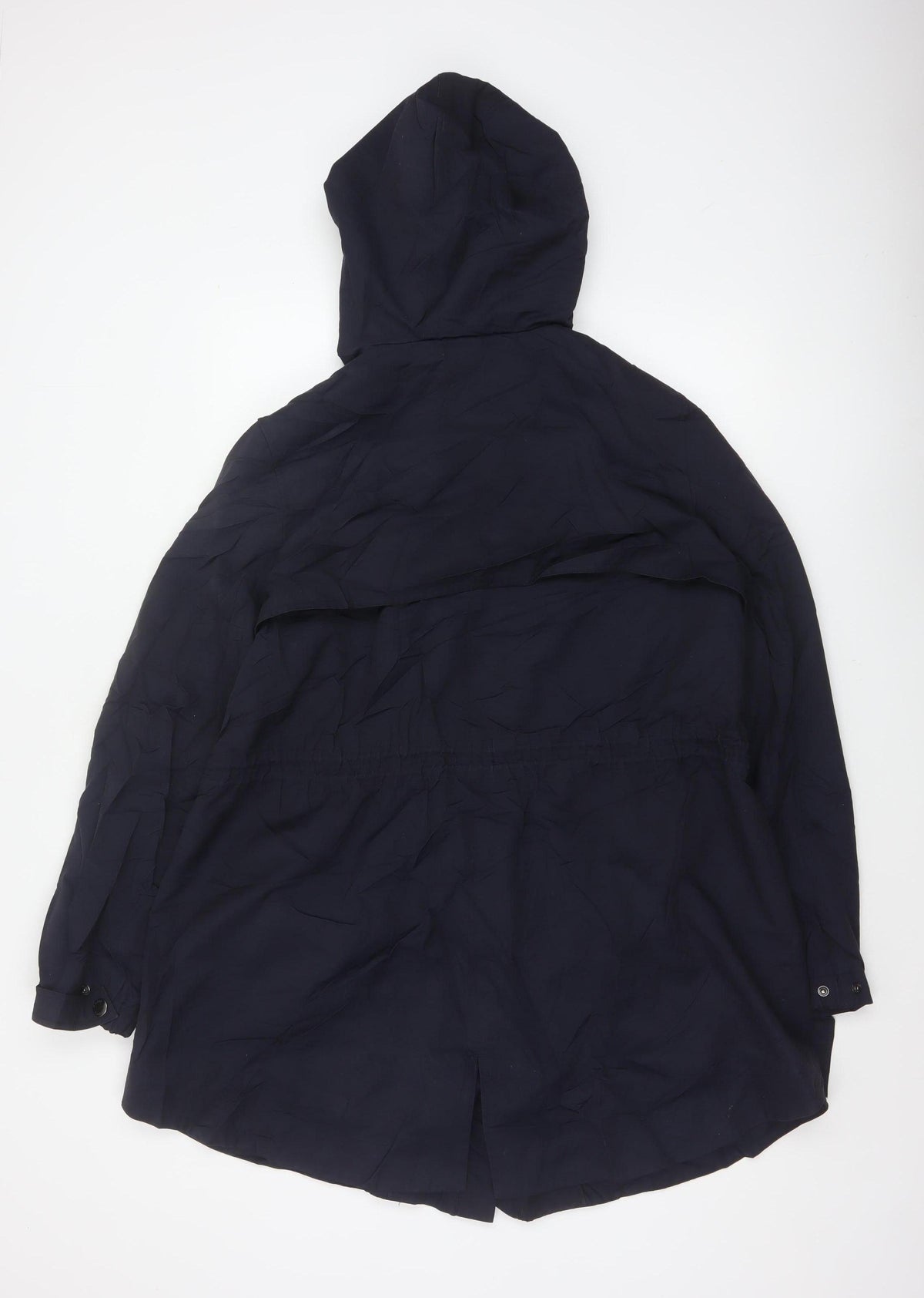 Hobbs Women Blue UK 18 Hooded Parka Coat Cotton Blend