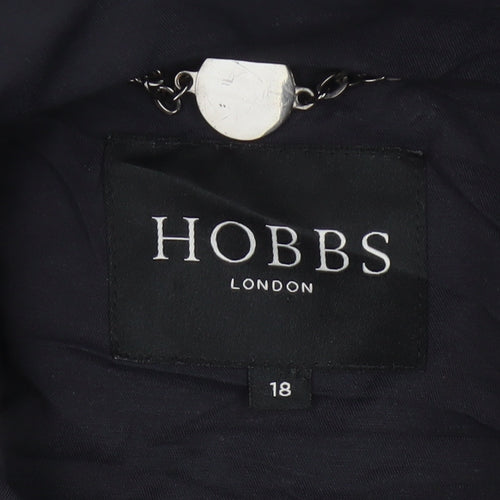 Hobbs Women Blue UK 18 Hooded Parka Coat Cotton Blend