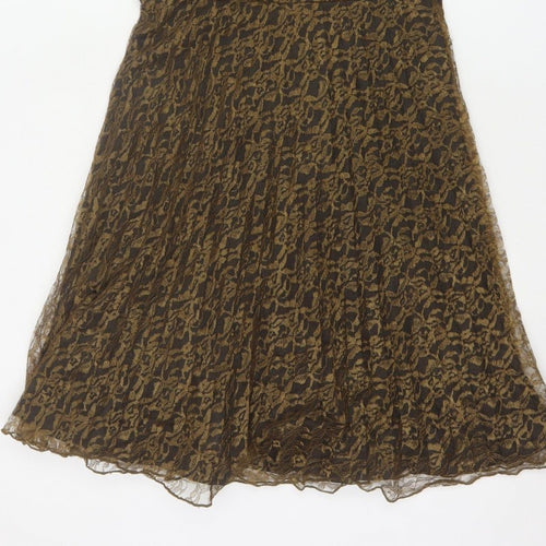 Lorrene Women Brown Lace Fit & Flare Knee Length Dress UK 12