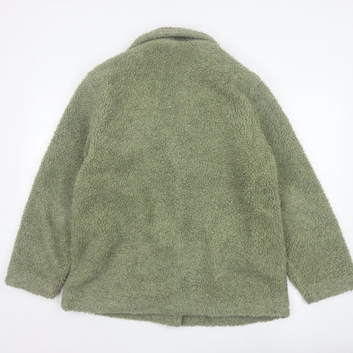 Damart Women’s Green Size 16 Teddy Fleece Short Overcoat Buttoned
