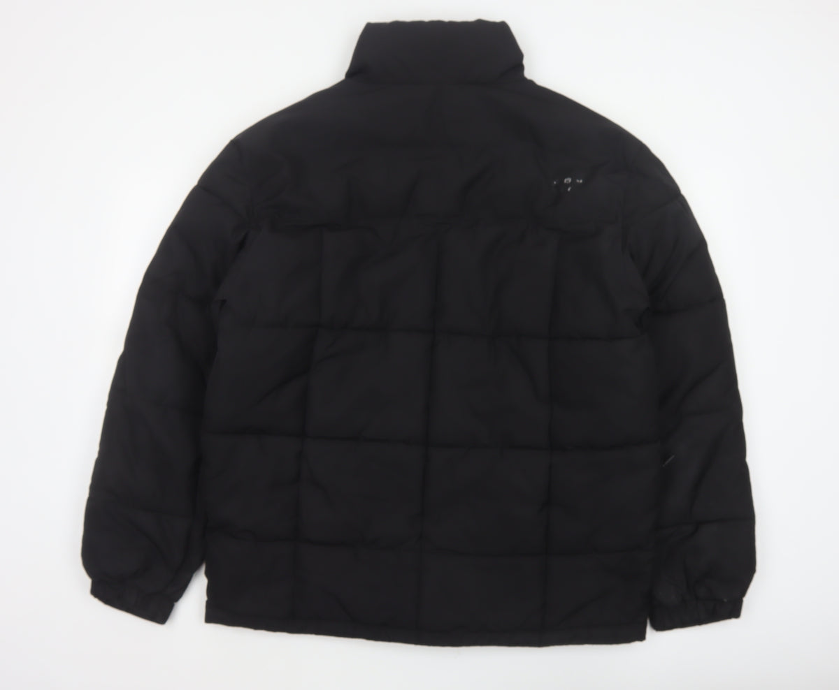 Brand and care label for H&M Men’s Black L Quilted Puffer Jacket Full Zip Insulated