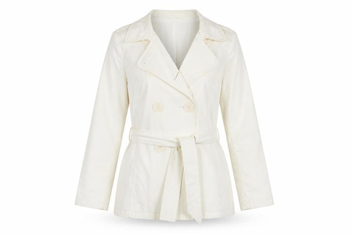 Debenhams Women Ivory Size 10 Belted Cotton Trench Coat