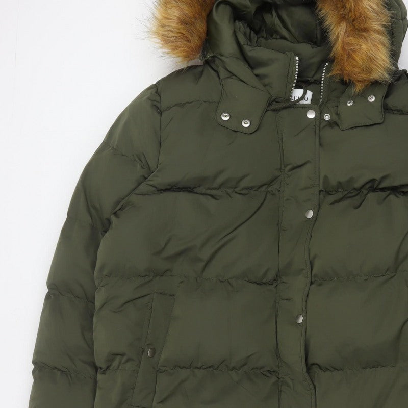 Wuli:Luu by Gok Wan Women Green 2XL Long Faux Fur Hood Puffer Parka