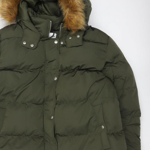 Wuli:Luu by Gok Wan Women Green 2XL Long Faux Fur Hood Puffer Parka