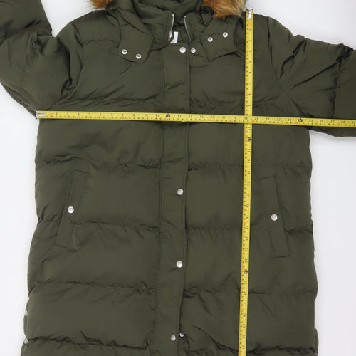 Wuli:Luu by Gok Wan Women Green 2XL Long Faux Fur Hood Puffer Parka