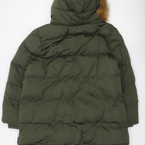 Wuli:Luu by Gok Wan Women Green 2XL Long Faux Fur Hood Puffer Parka