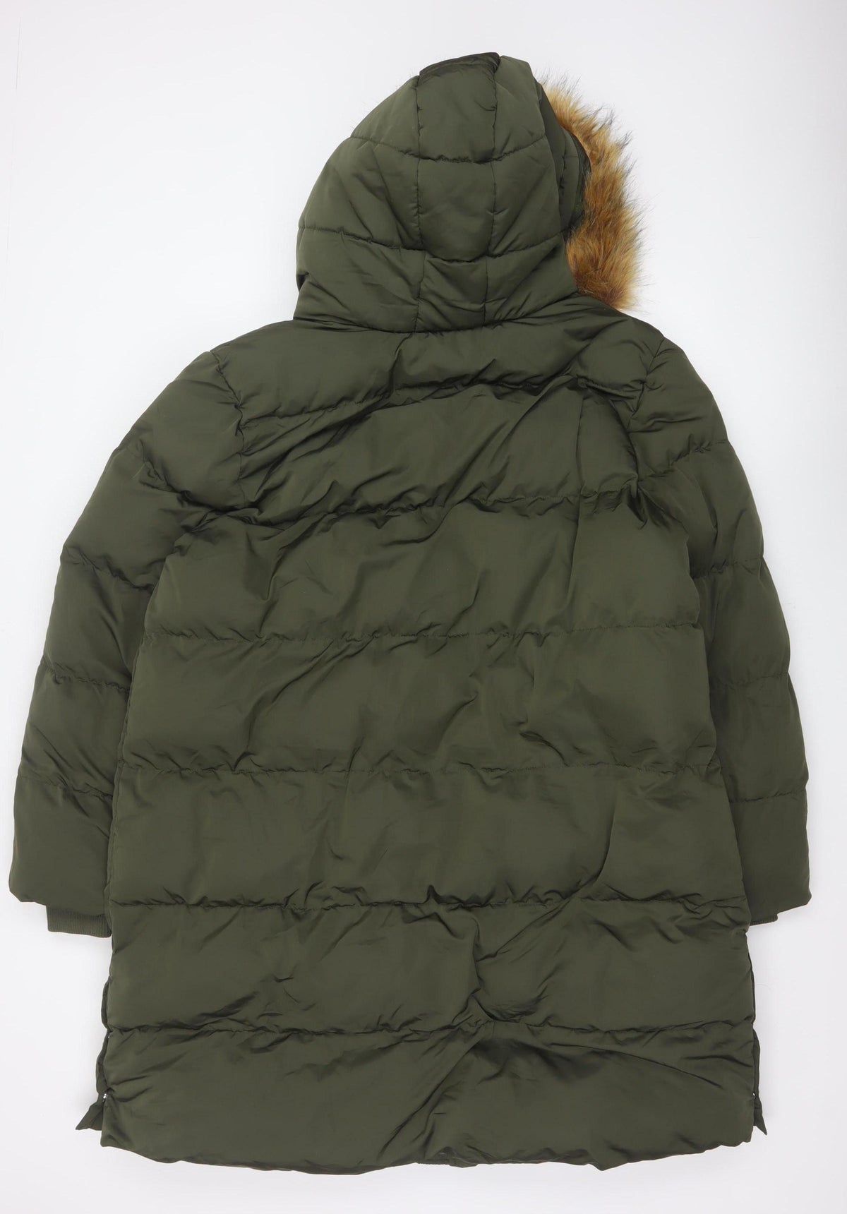 Wuli:Luu by Gok Wan Women Green 2XL Long Faux Fur Hood Puffer Parka