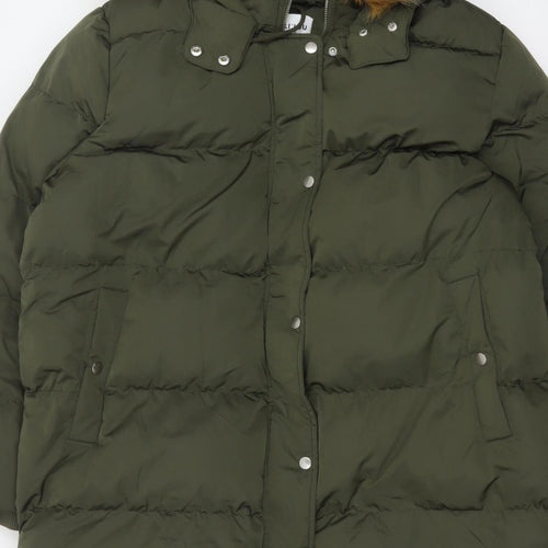 Wuli:Luu by Gok Wan Women Green 2XL Long Faux Fur Hood Puffer Parka