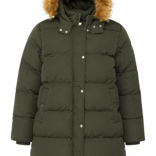 Wuli:Luu by Gok Wan Women Green 2XL Long Faux Fur Hood Puffer Parka