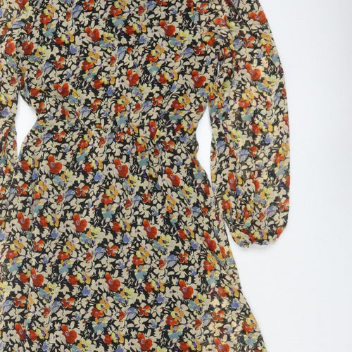 Next Women's Multicoloured Floral UK 8 Midi Fit & Flare Chiffon Dress