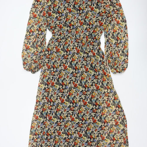Next Women's Multicoloured Floral UK 8 Midi Fit & Flare Chiffon Dress
