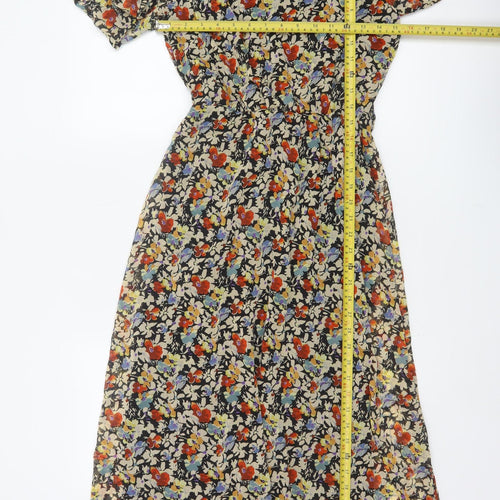 Next Women's Multicoloured Floral UK 8 Midi Fit & Flare Chiffon Dress