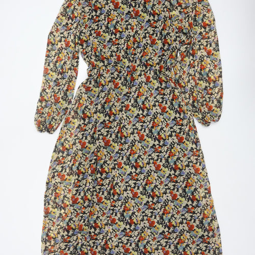 Next Women's Multicoloured Floral UK 8 Midi Fit & Flare Chiffon Dress