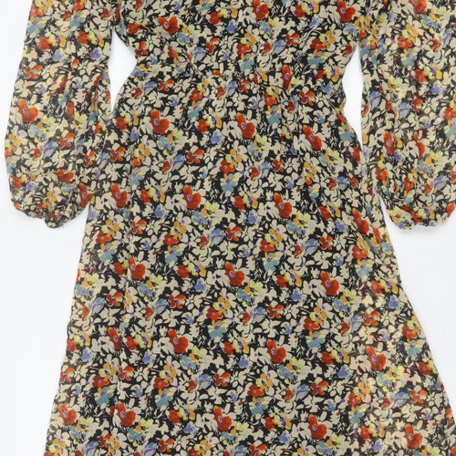 Next Women's Multicoloured Floral UK 8 Midi Fit & Flare Chiffon Dress