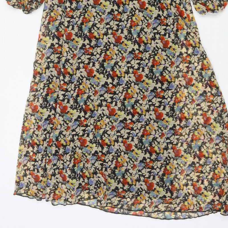 Next Women's Multicoloured Floral UK 8 Midi Fit & Flare Chiffon Dress