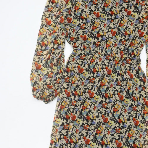 Next Women's Multicoloured Floral UK 8 Midi Fit & Flare Chiffon Dress