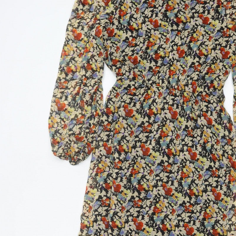 Next Women's Multicoloured Floral UK 8 Midi Fit & Flare Chiffon Dress