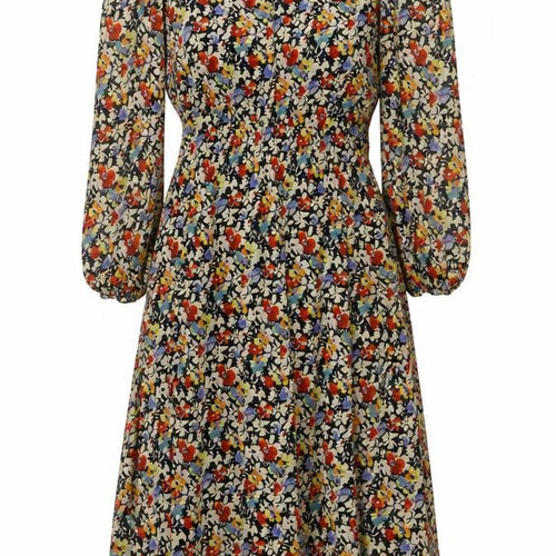 Next Women's Multicoloured Floral UK 8 Midi Fit & Flare Chiffon Dress