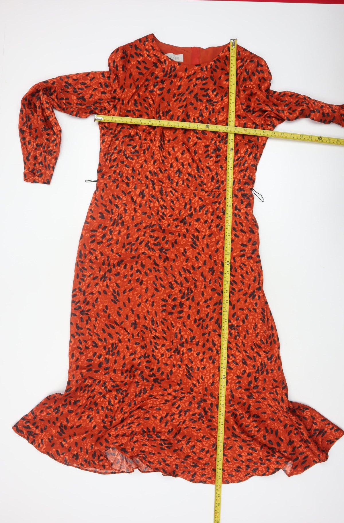 Hobbs Women Orange Animal Print Fit & Flare Long Sleeve Dress UK 14