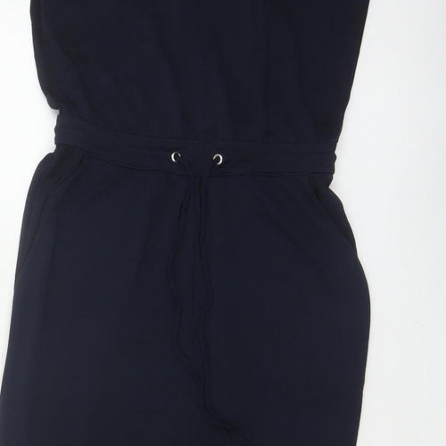 H&M Women Black XS Sleeveless Tapered Drawstring Jumpsuit